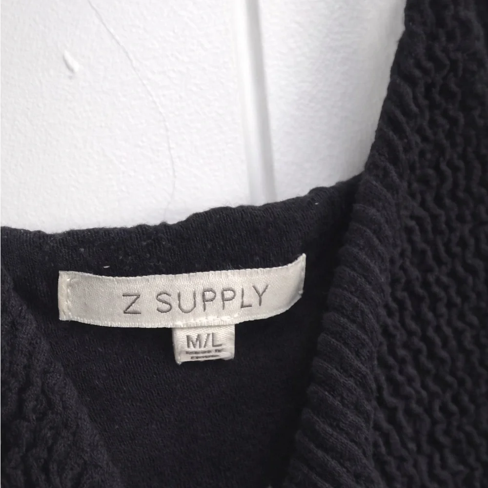Z Supply Black Textured Stretch Midi Dress Spaghetti Strap Lined - Picture 4 of 6